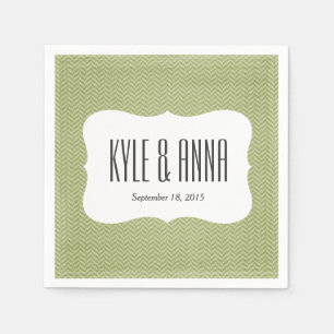 Serviettes Jetables Moss Green Herringbone Chevron Imprimer