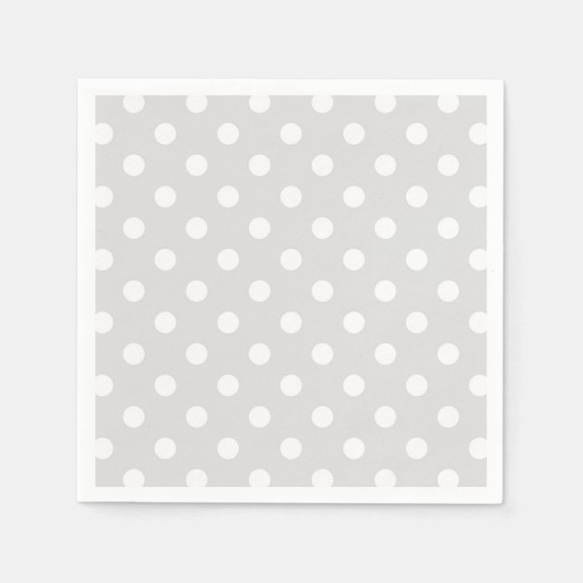 Serviettes Jetables Motif à points blanc gris clair (Devant)