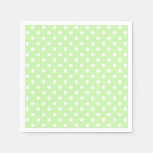 Serviettes Jetables Motif à points polka blanc et vert céleri (Devant)