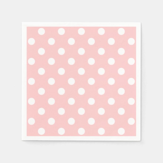Serviettes Jetables Motif à points polka rose et blanc (Devant)