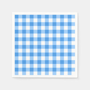 Serviettes Jetables Motif chèque En vichy bleu et blanc