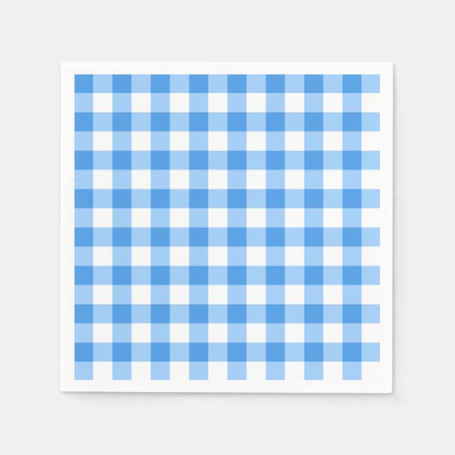 Serviettes Jetables Motif chèque En vichy bleu et blanc (Devant)