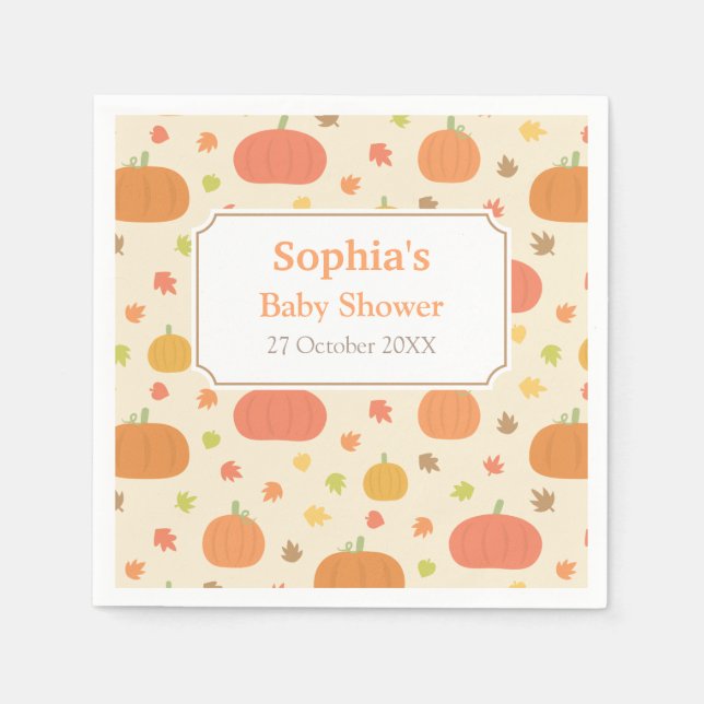 Serviettes Jetables Motif Citrouille Automne Thème d'automne Cocktail  (Devant)