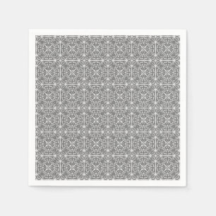 Serviettes Jetables Motif damassé médiéval, gris argent