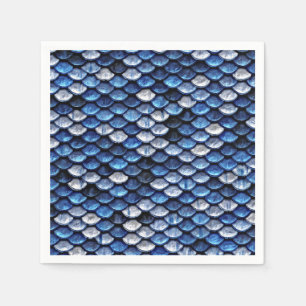 Serviettes Jetables Motif de balance de poisson bleu cobalte métalliqu