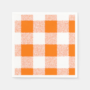 Serviettes Jetables Motif de chèques En vichy orange