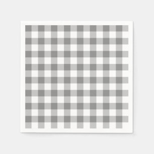 Serviettes Jetables Motif De Contrôle En vichy Gris Et Blanc