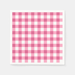 Serviettes Jetables Motif De Contrôle En vichy Rose Et Blanc