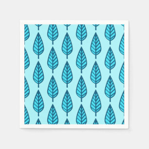 Serviettes Jetables Motif de feuille de hêtre - Nuances de bleu ciel