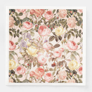 Serviettes Jetables Motif de fleur rose de cru rose romantique