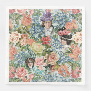 Serviettes Jetables Motif de fleur vintage de Madame Retro Botanical