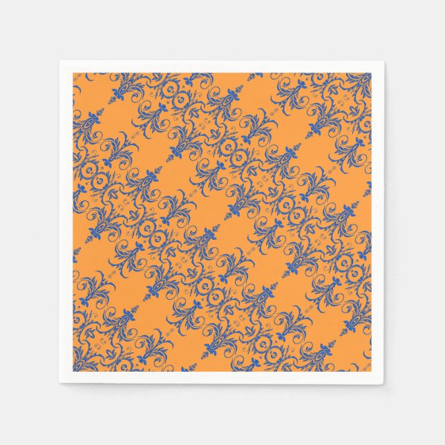 Serviettes Jetables Motif de lustre bleu orange (Devant)