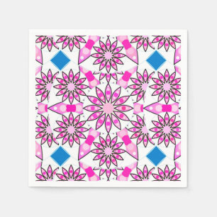 Serviettes Jetables Motif de mandala, rose indien, noire et blanche