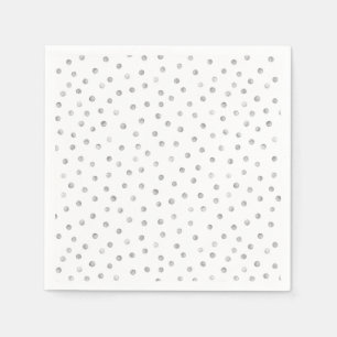 Serviettes Jetables Motif de points de confettis de blanc gris