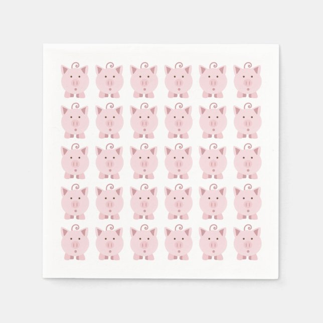 Serviettes Jetables Motif de porc rose ronde (Devant)