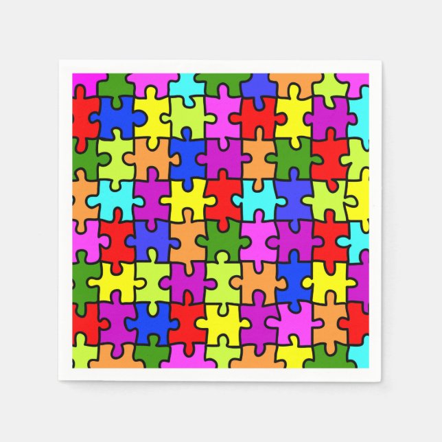 Serviettes Jetables Motif de puzzle arc-en-ciel coloré (Devant)