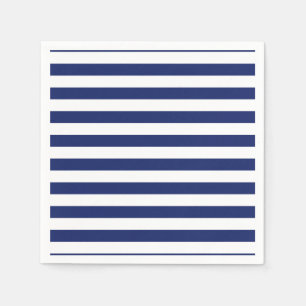 Serviettes Jetables Motif de rayure de bleu marine et de blanc