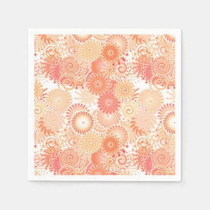 Serviettes Jetables Motif de tourbillon fractal, nuances de corail et