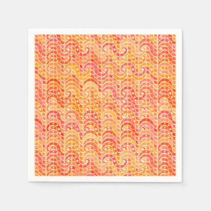 Serviettes Jetables Motif de vague abstrait - orange, corail et or