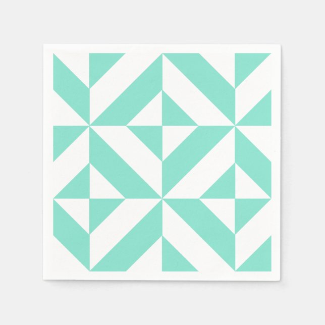 Serviettes Jetables Motif Décor géométrique vert Seafoam (Devant)
