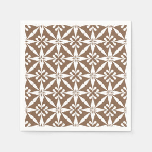 Serviettes Jetables Motif d'étoile Ikat - Taupe Brun et Blanc