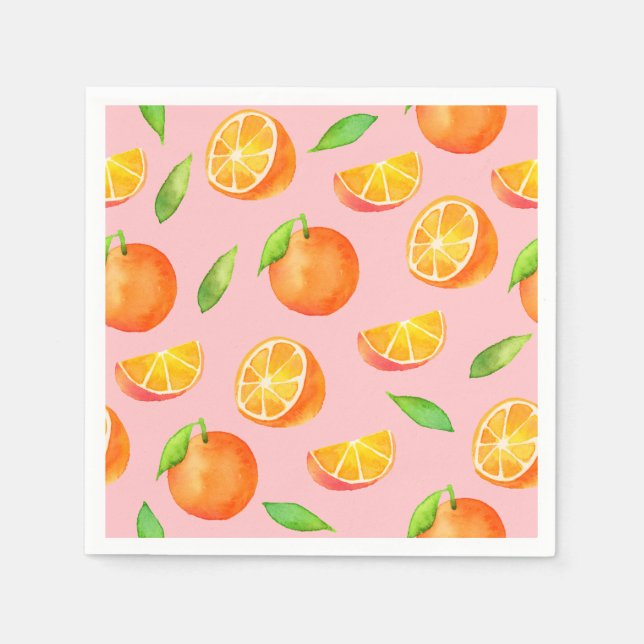 Serviettes Jetables Motif d'oranges aquarelles (Devant)