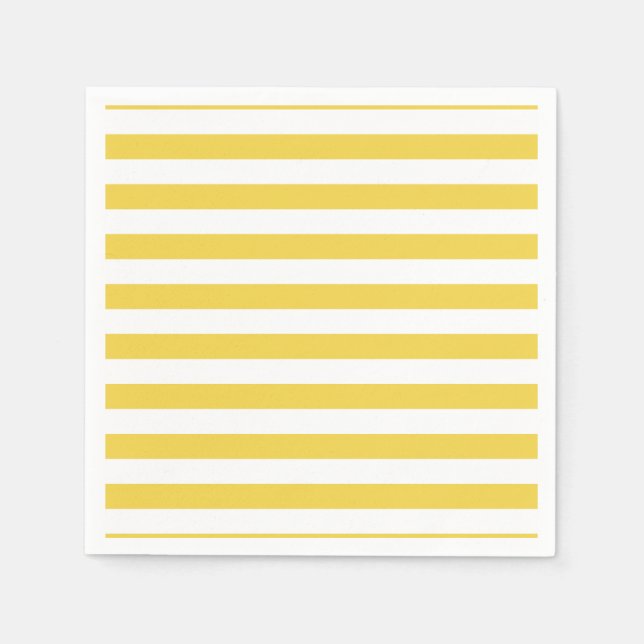 Serviettes Jetables Motif en bande jaune et blanc (Devant)