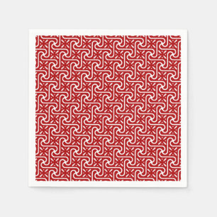 Serviettes Jetables Motif en tuiles égyptiennes, rouge foncé et blanc