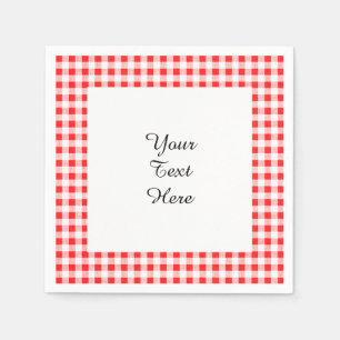 Serviettes Jetables Motif En vichy blanc rouge