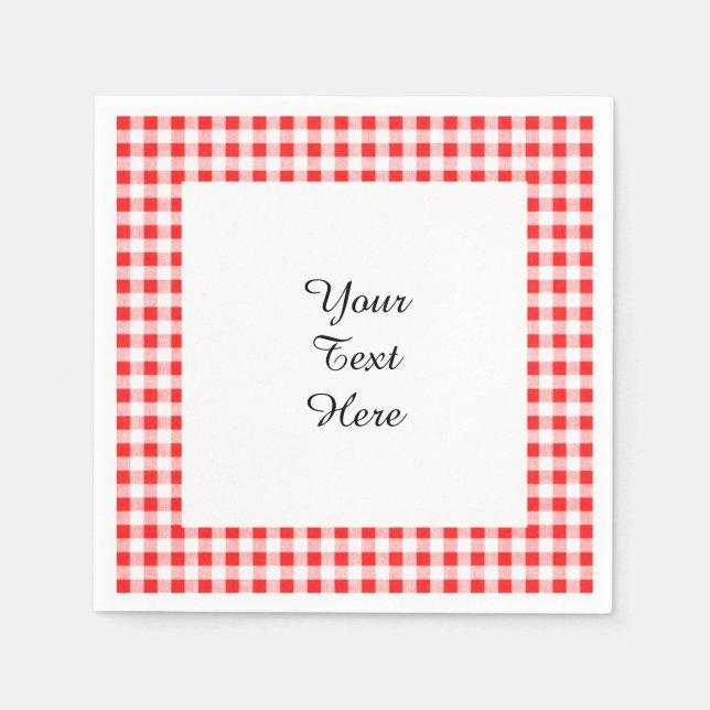 Serviettes Jetables Motif En vichy blanc rouge (Devant)