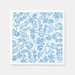 Serviettes Jetables Motif floral bleu clair moderne aquarelle