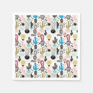 Serviettes Jetables Motif géométrique moderne de Cactus