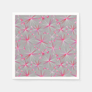 Serviettes Jetables Motif, gris et fuchsia de Spoutnik de la moitié d