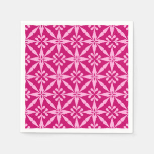 Serviettes Jetables Motif Ikat Star - Fuchsia Pink