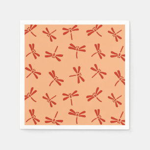 Serviettes Jetables Motif japonais de libellules, Mandarin Orange