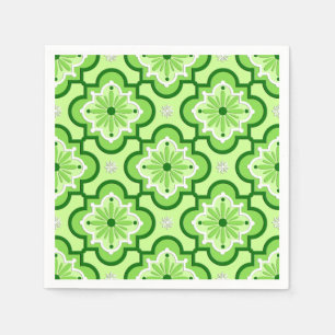 Serviettes Jetables Motif marocain en tuiles - Vert citron