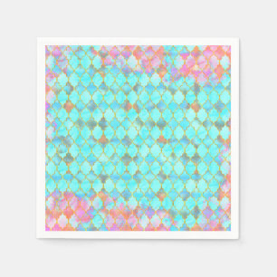 Serviettes Jetables motif marocain rose et aqua