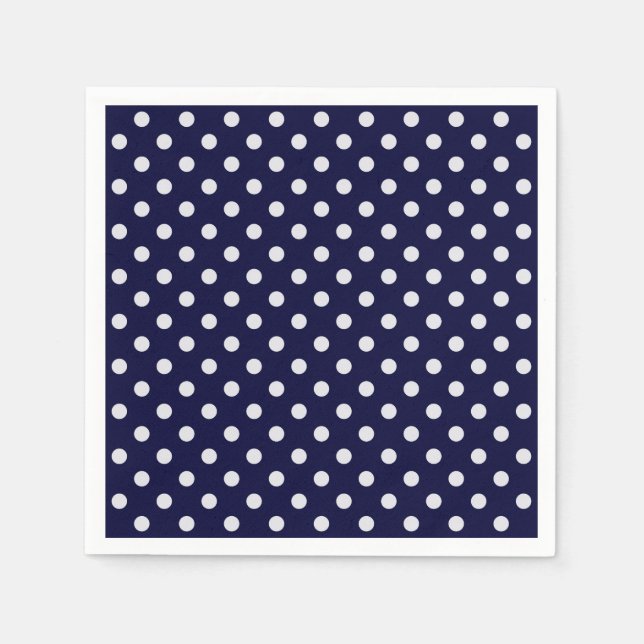 Serviettes Jetables Motif Pois bleu et blanc de la Marine (Devant)