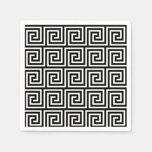 Serviettes Jetables Motif principal grec noir et blanc