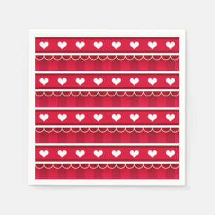 Serviettes Jetables Motif rouge de Saint-Valentin de coeurs
