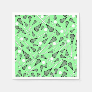 Serviettes Jetables Motif vert clair de bâtons de lacrosse
