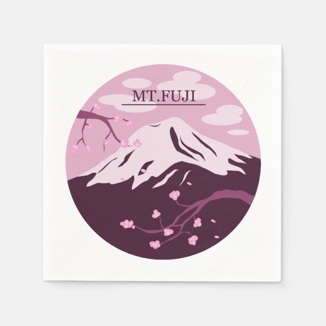 Serviettes Jetables Mt. Fuji (rose) (Devant)