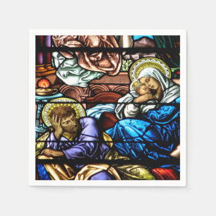 Serviettes Jetables Naissance de fenêtre en verre teinté de Jésus