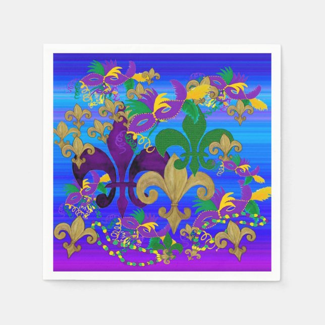 Serviettes Jetables Napkins Mardi Gras (Devant)