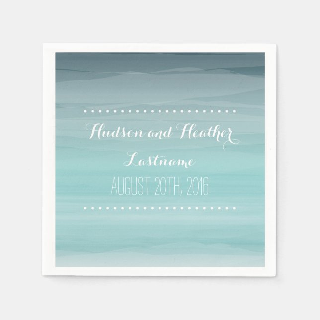 Serviettes Jetables Napkins turquoise Ombre Mariage (Devant)