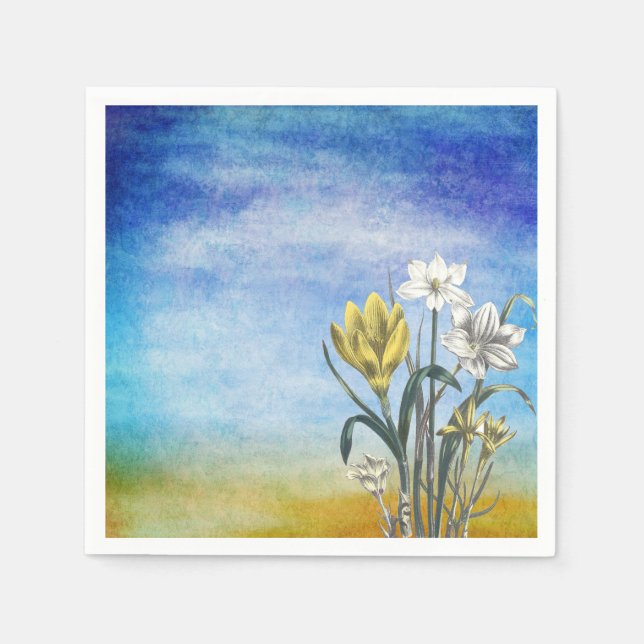 Serviettes Jetables Naples à fleurs aquarelles (Devant)