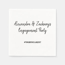 Serviettes Jetables Naples de la partie d'engagement avec Hashtag noir