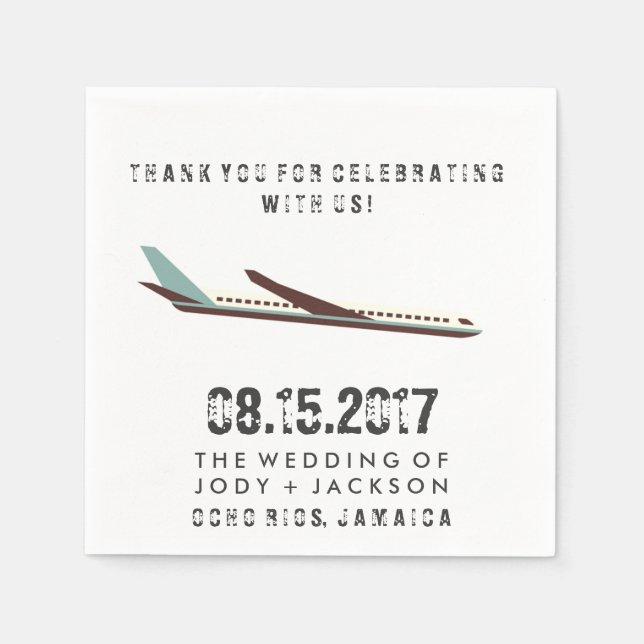Serviettes Jetables Naples de mariage de destination d'avion Jamaïque (Devant)