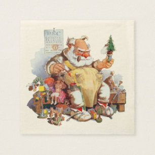 Serviettes Jetables Naples vintages du dîner de Noël Père Noël