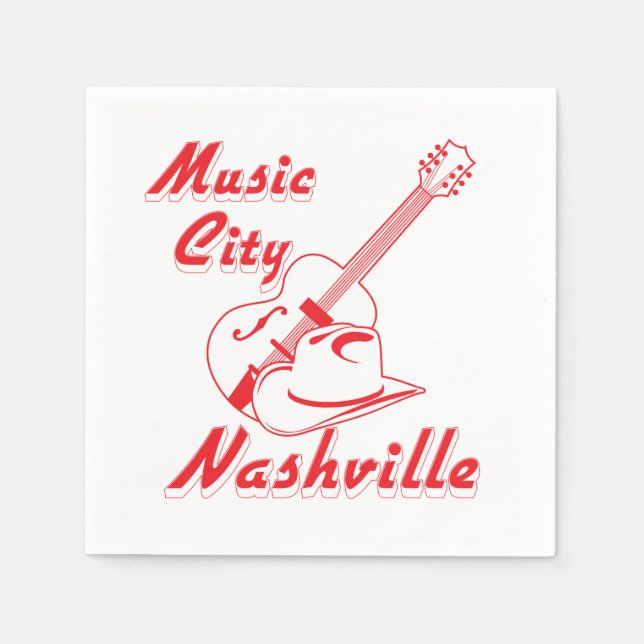 Serviettes Jetables Nashville. Ville de musique (Devant)